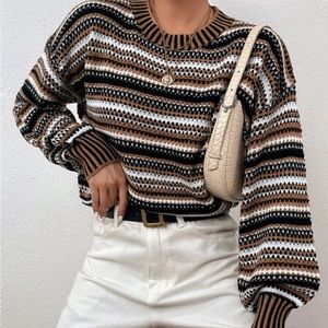 Luxe color block stripes knit sweater